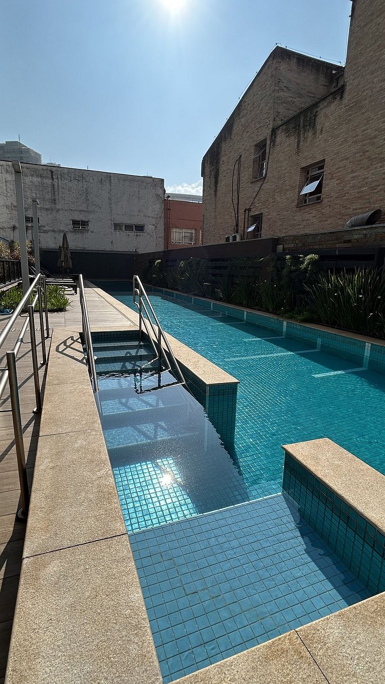 Studio moderno com varanda e vista na Vila Olímpia