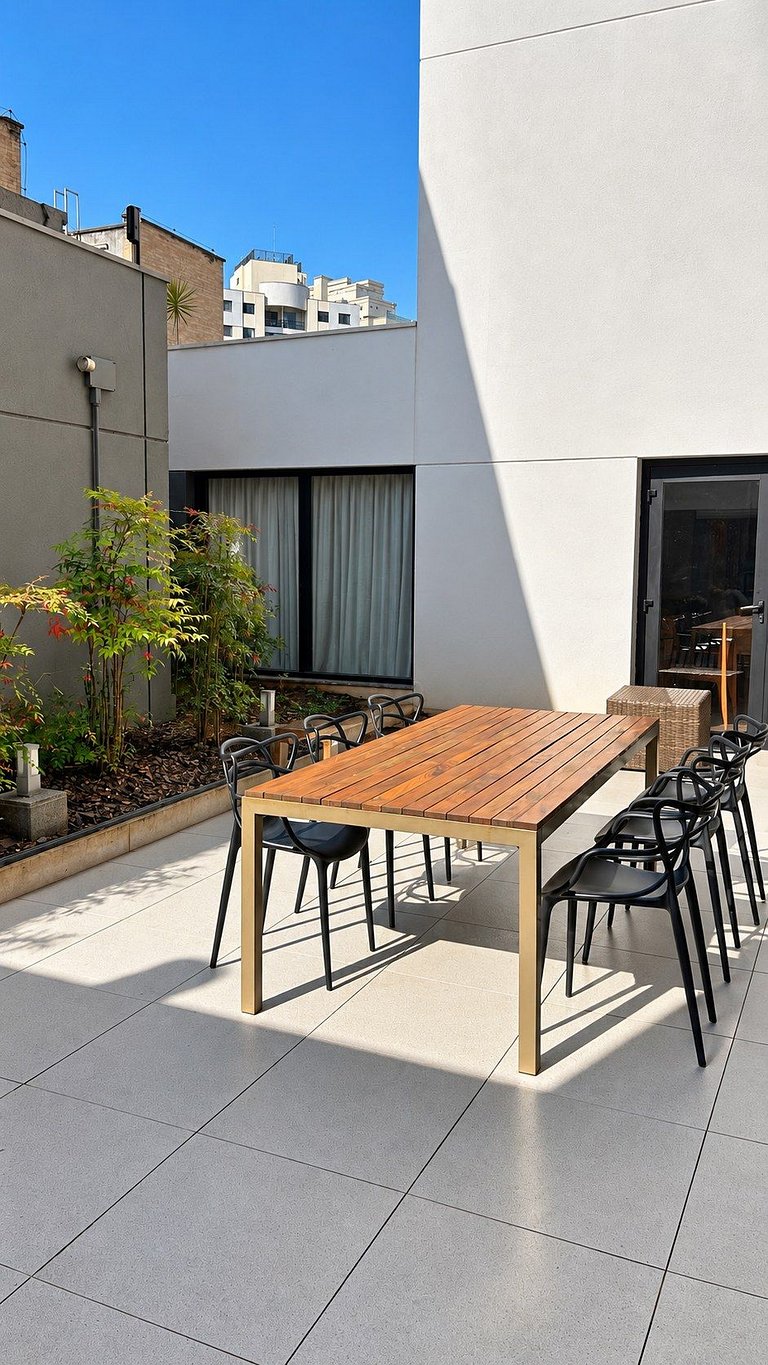 Studio moderno com varanda e vista na Vila Olímpia