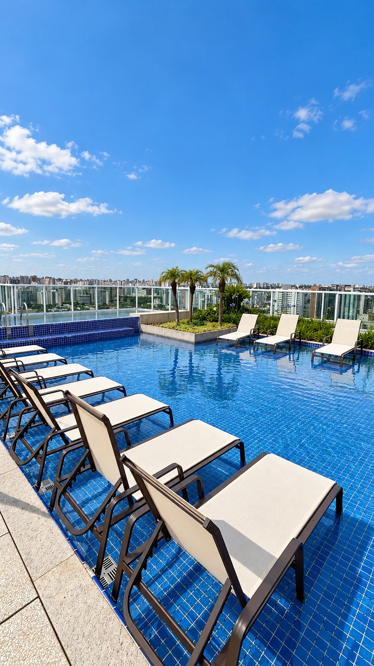 Studio no Brooklin com piscina e academia