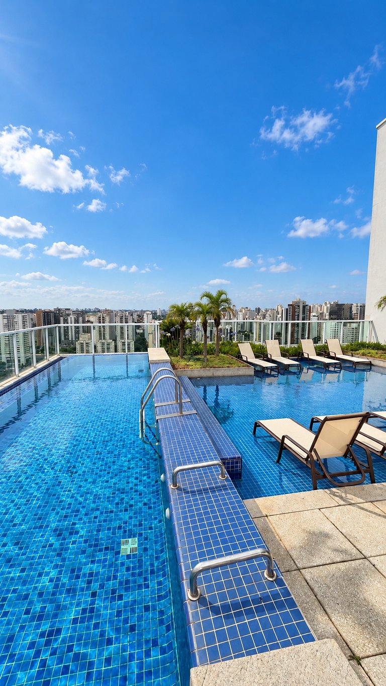 Studio no Brooklin com piscina e academia