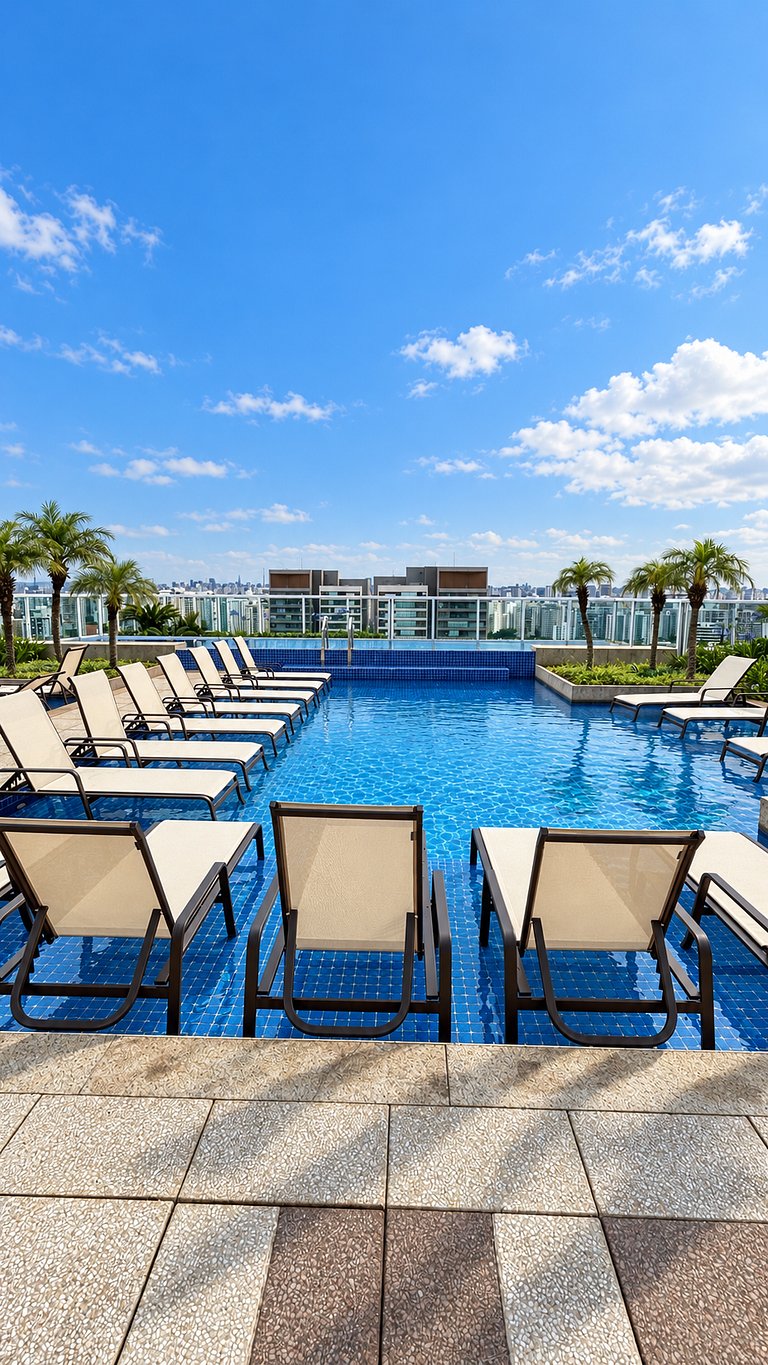 Studio no Brooklin com piscina e academia