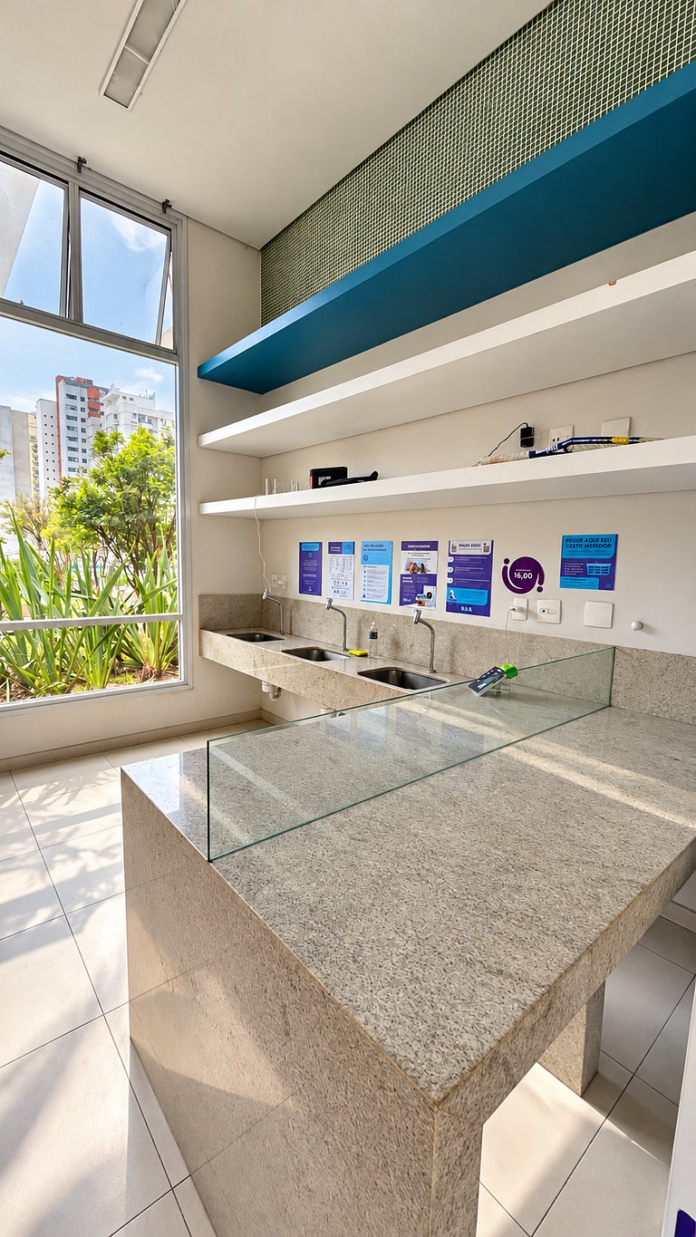 Studio no Brooklin com piscina e academia