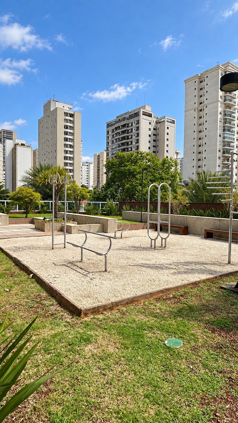Studio no Brooklin com piscina e academia
