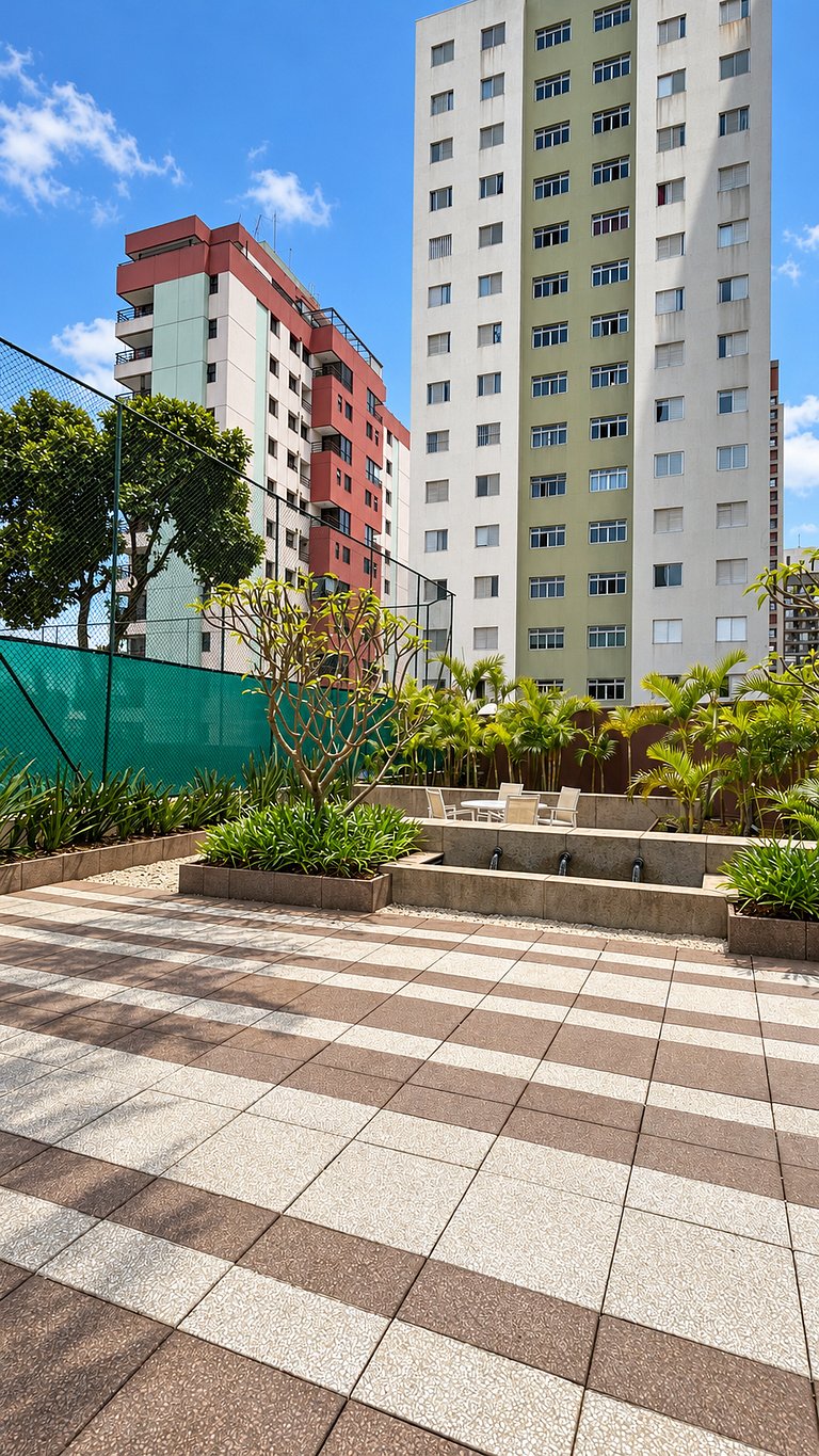 Studio no Brooklin com piscina e academia
