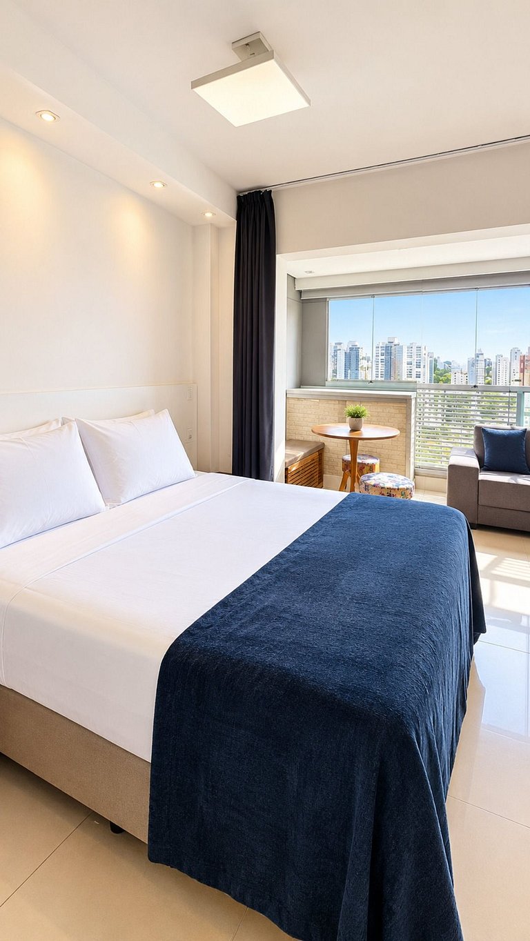 Studio no Brooklin com piscina e academia