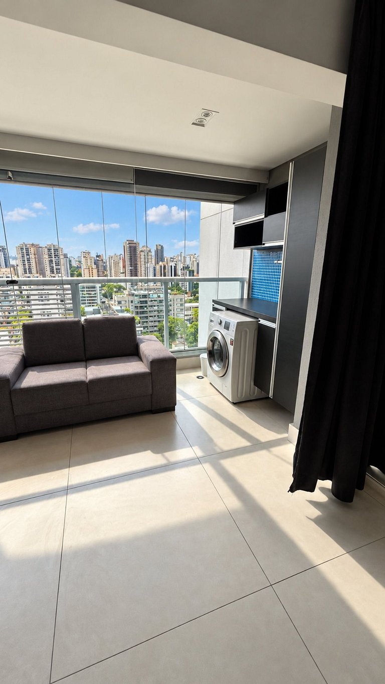 Studio no Brooklin com piscina e academia