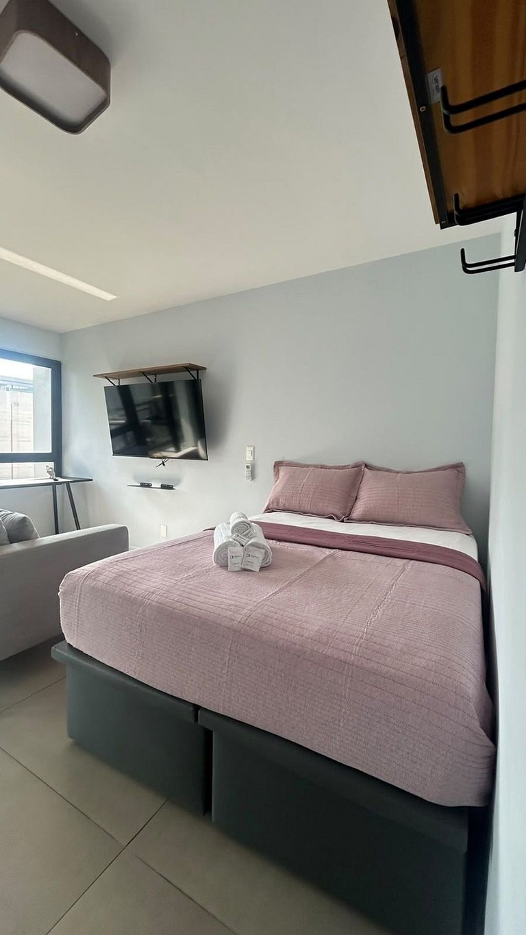 Studio moderno com varanda e vista na Vila Olímpia