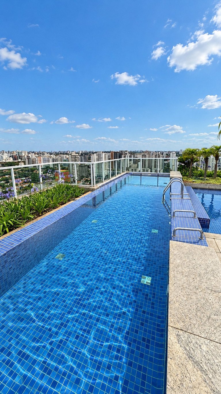Studio no Brooklin com piscina e academia