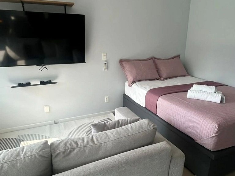 Studio moderno com varanda e vista na Vila Olímpia